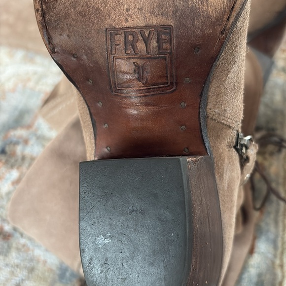 FRYE Designer suede leather over the knee tan brown sexy boots 9 $328 lace up - Picture 12 of 13